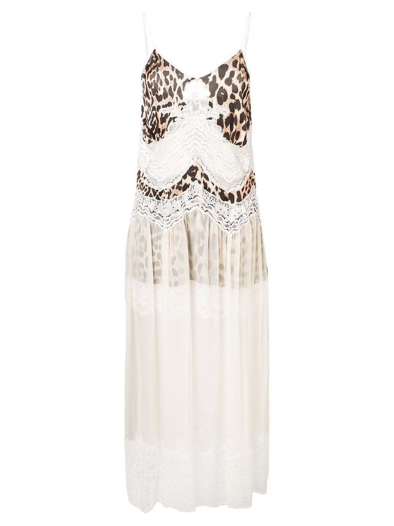 Paco Rabanne leopard print lace dress - Neutrals