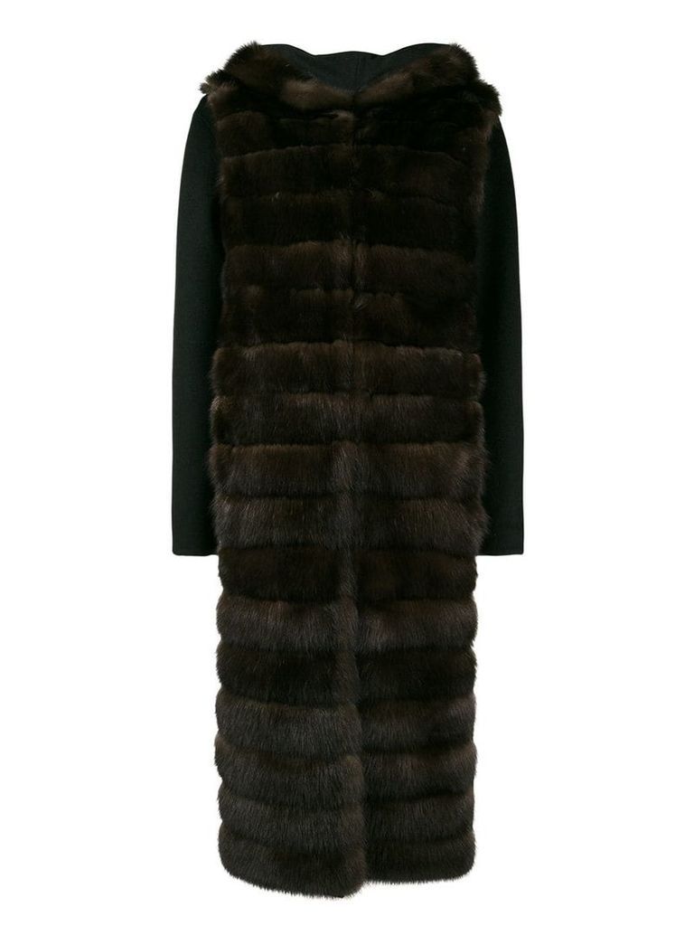 Liska hooded fur coat - Brown