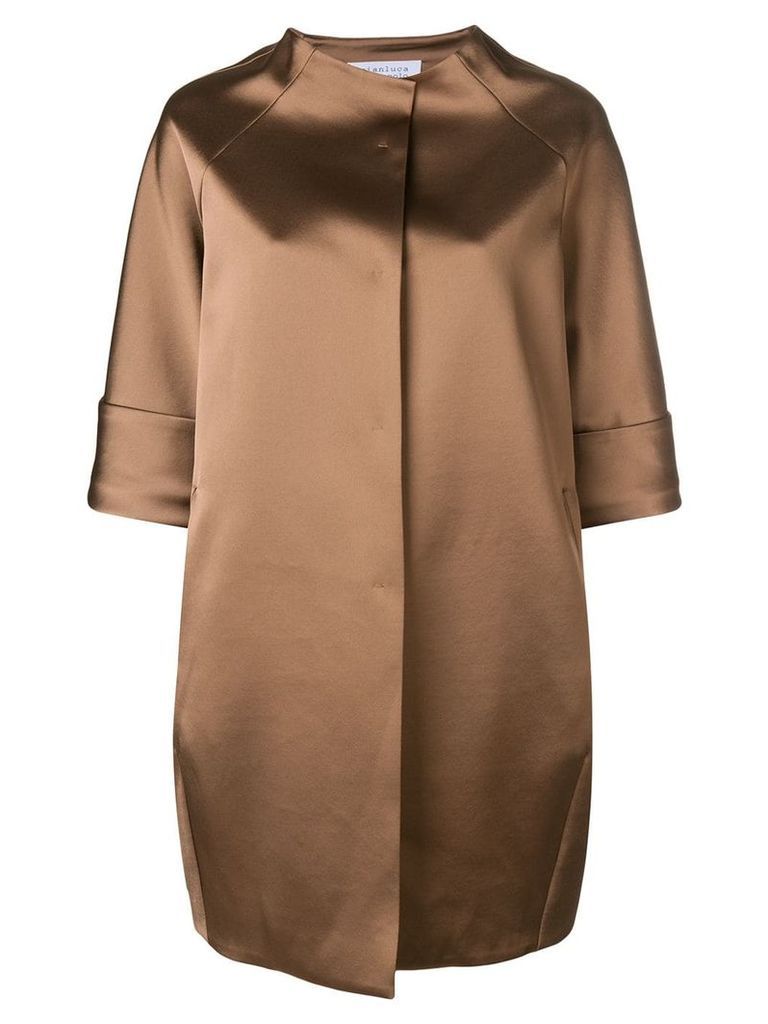 Gianluca Capannolo oversized cropped sleeve coat - Neutrals