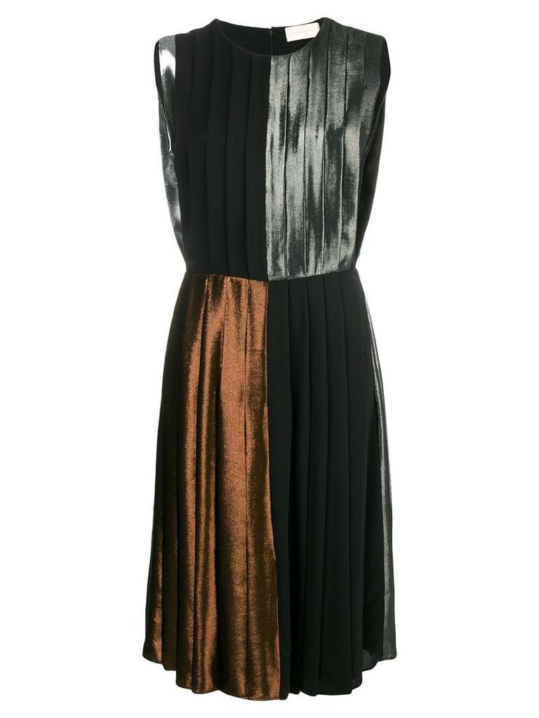 Christopher Kane panelled pleated lamé dress - Metallic