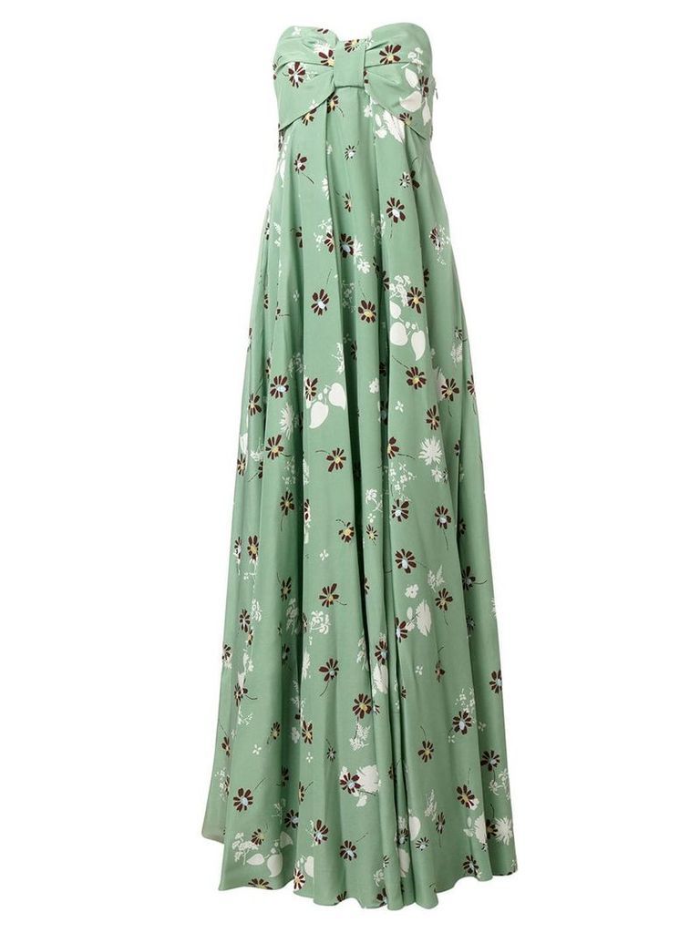 Valentino floral print strapless gown - Green
