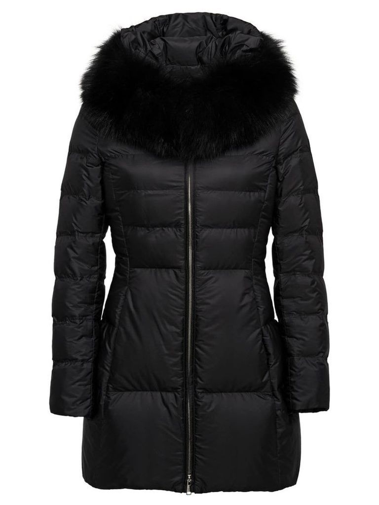 Prada Fur-Trimmed Nylon Down Jacket - Black