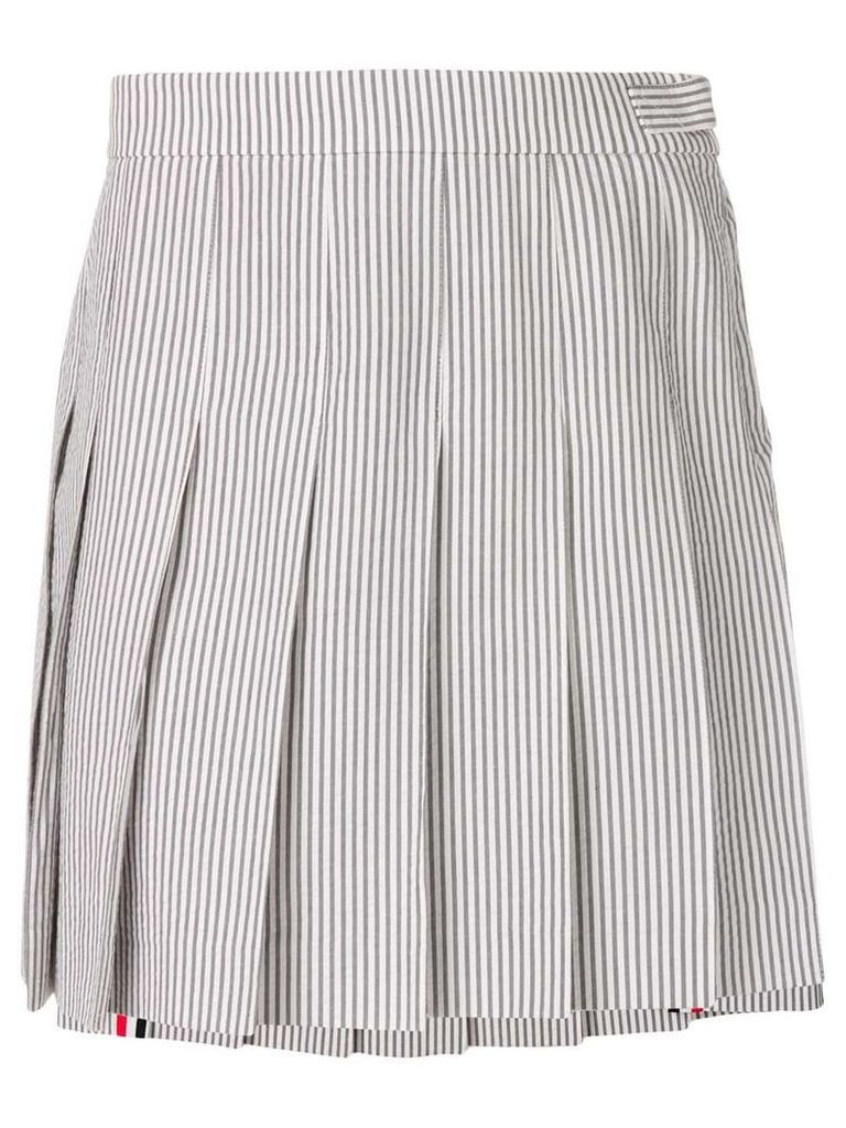 Thom Browne Seersucker Mini Pleated Skirt - Grey