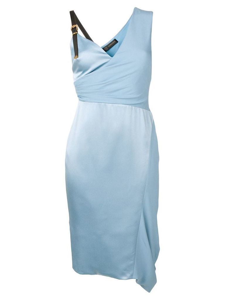 Versace asymmetric silk cocktail dress - Blue