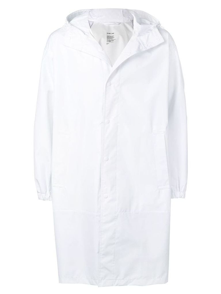 Helmut Lang hooded logo coat - White