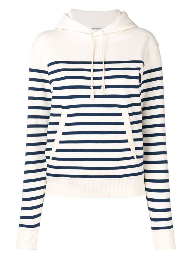 Saint Laurent horizontal striped hoodie - White