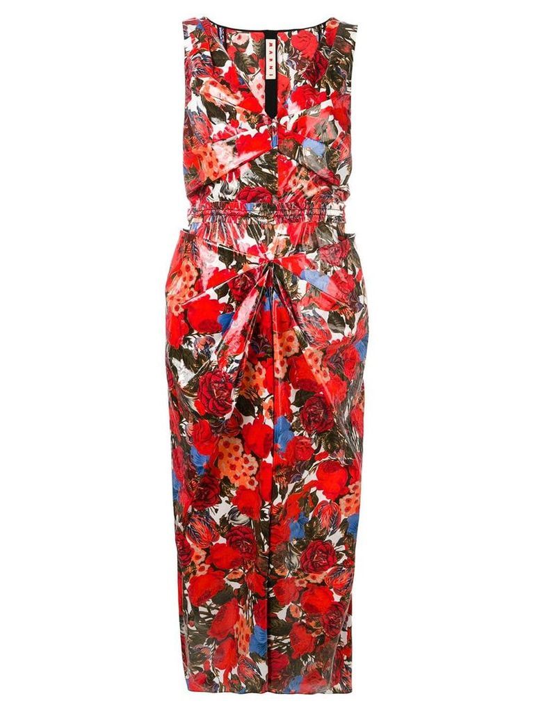 Marni floral print fitted dress - Red