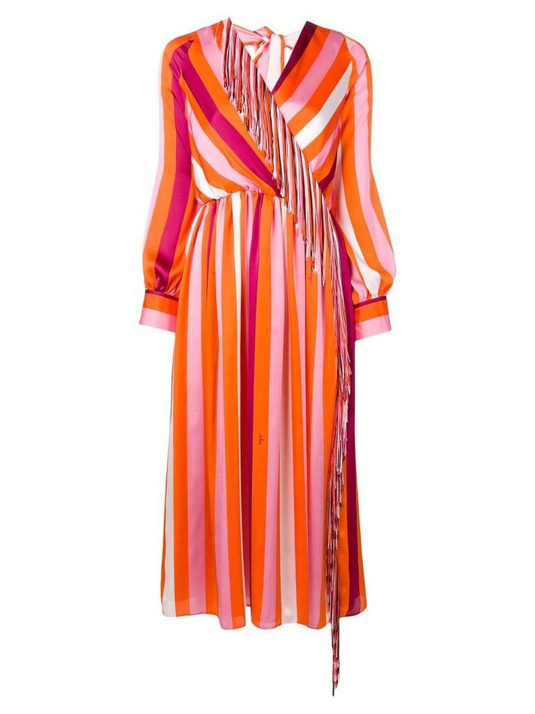 MSGM striped tassel dress - ORANGE