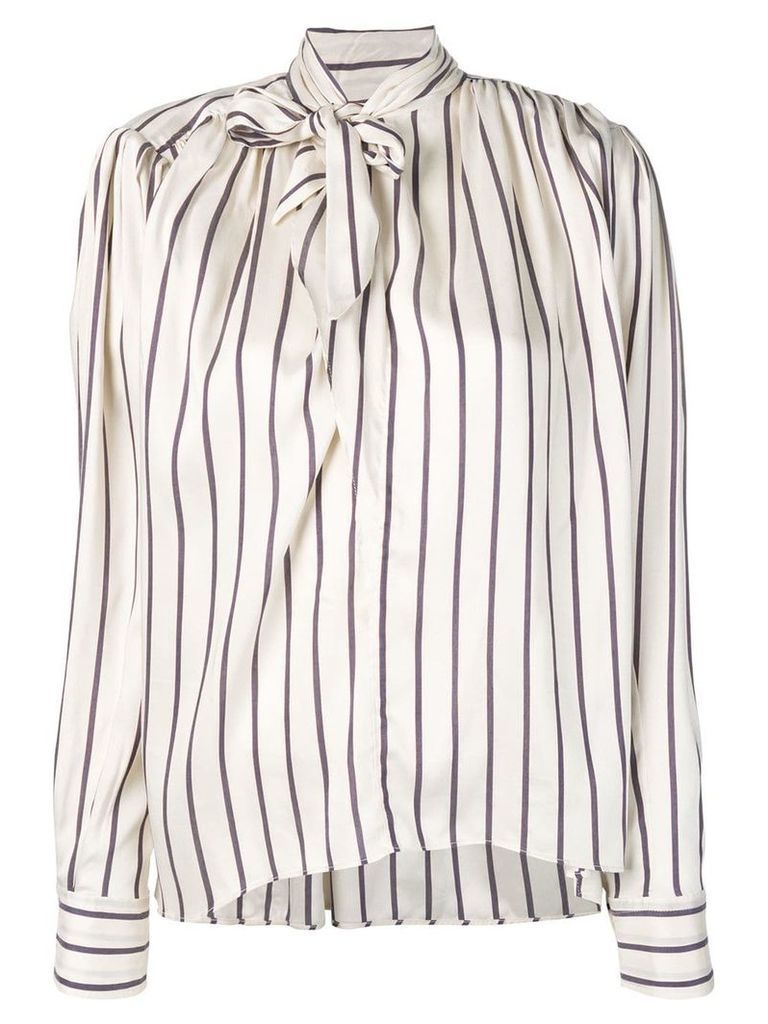 Isabel Marant pussy bow striped blouse - NEUTRALS
