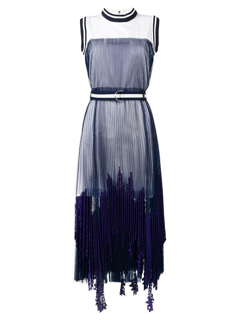 Sacai plated maxi dress - Blue