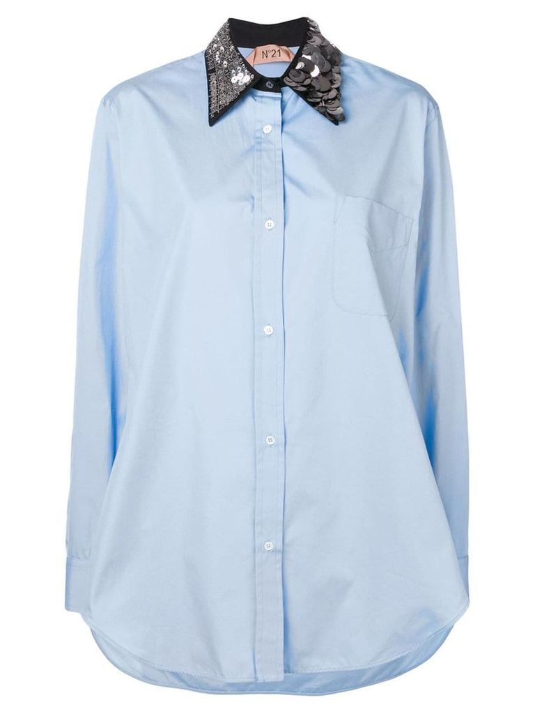 Nº21 oversized sequin-collar shirt - Blue