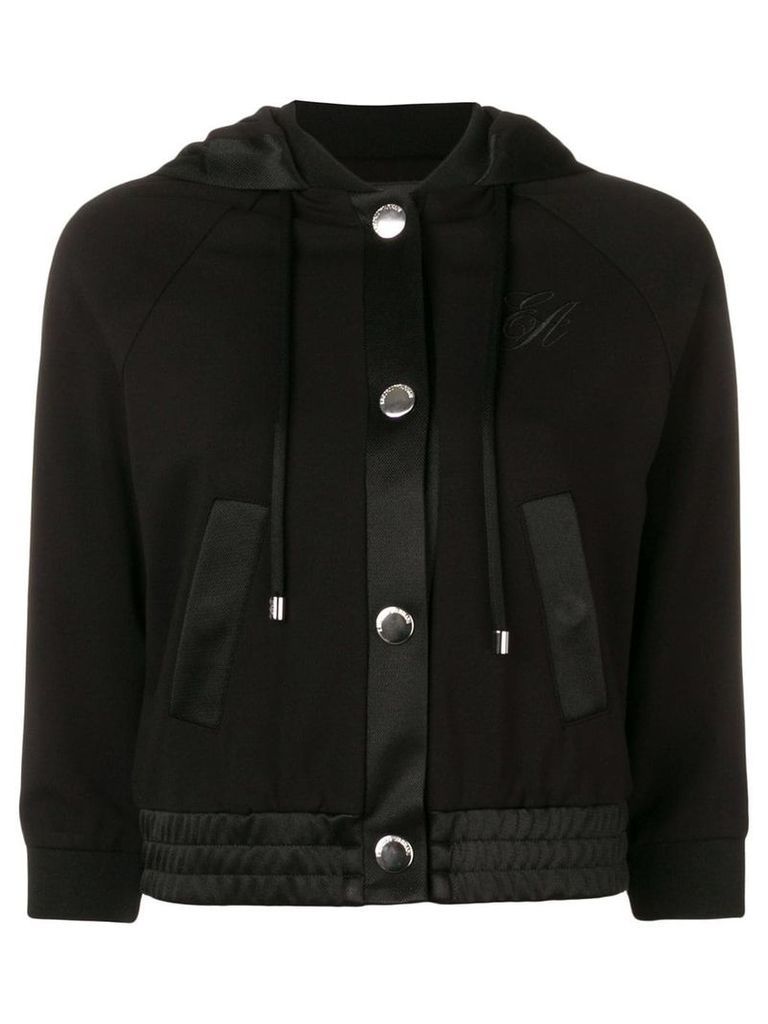 Emporio Armani cropped hooded jacket - Black