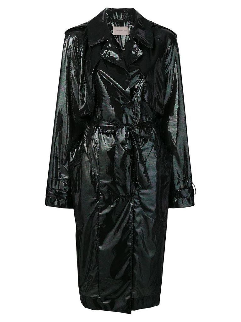 Christopher Kane iridescent oil trench coat - Black
