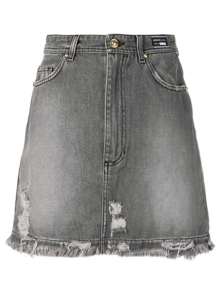Versace Jeans Couture distressed denim skirt - Grey