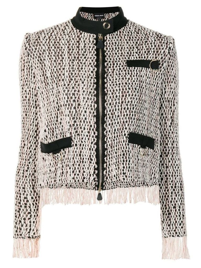 Giorgio Armani zipped woven jacket - NEUTRALS