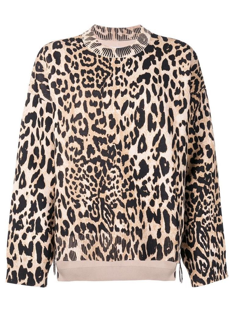 Paco Rabanne leopard fine knit sweater - Brown