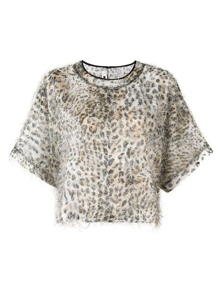 McQ Alexander McQueen fuzzy leopard print top - NEUTRALS