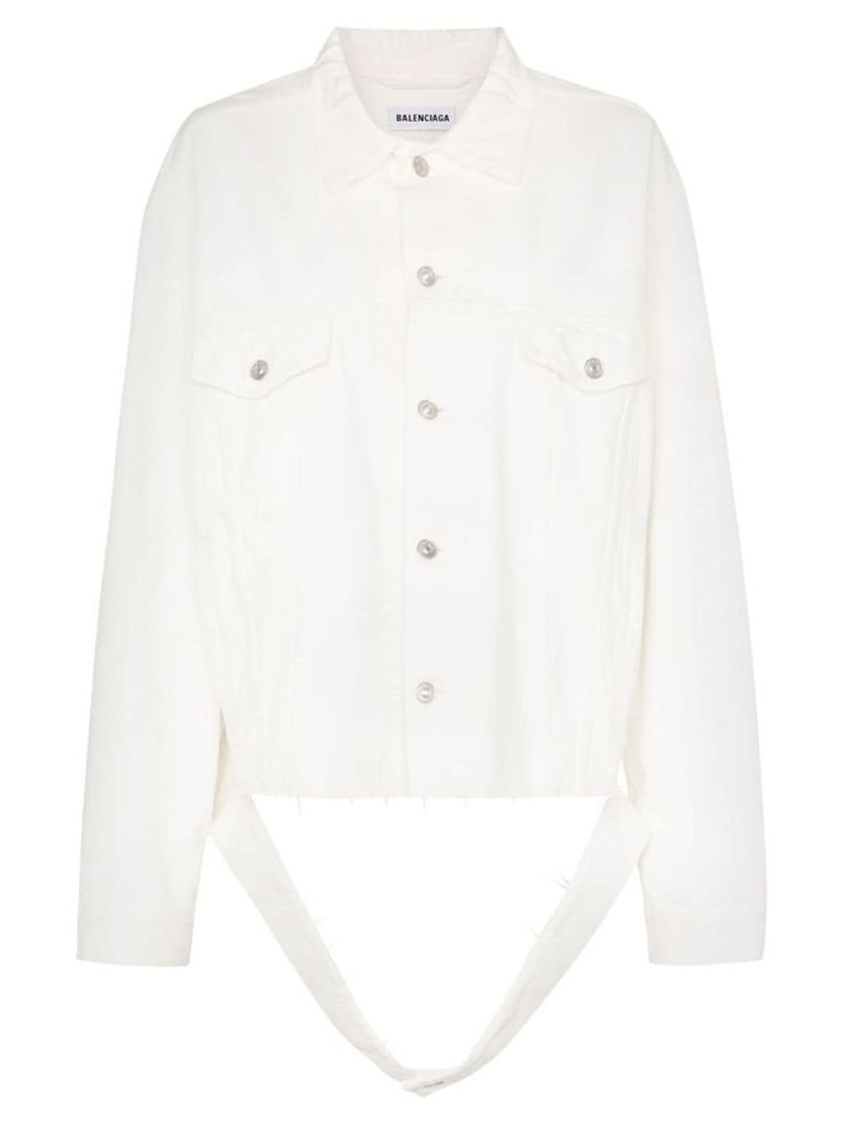 Balenciaga Cut Waistband Oversized Denim Jacket - White