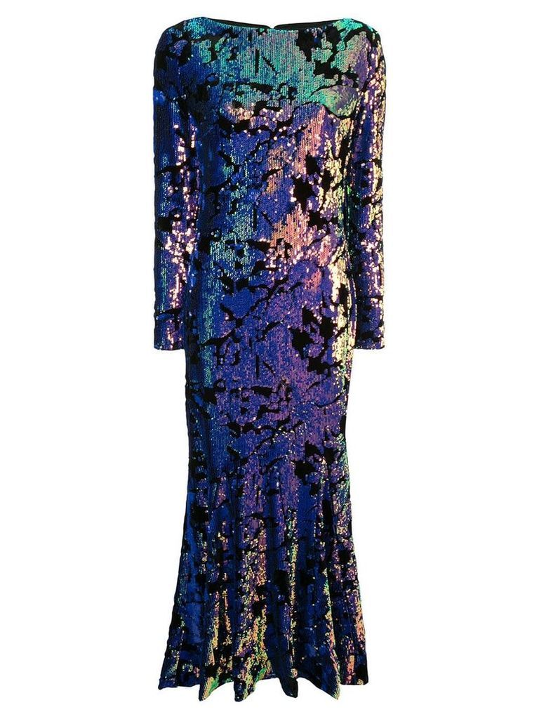 Talbot Runhof foil print gown - Blue