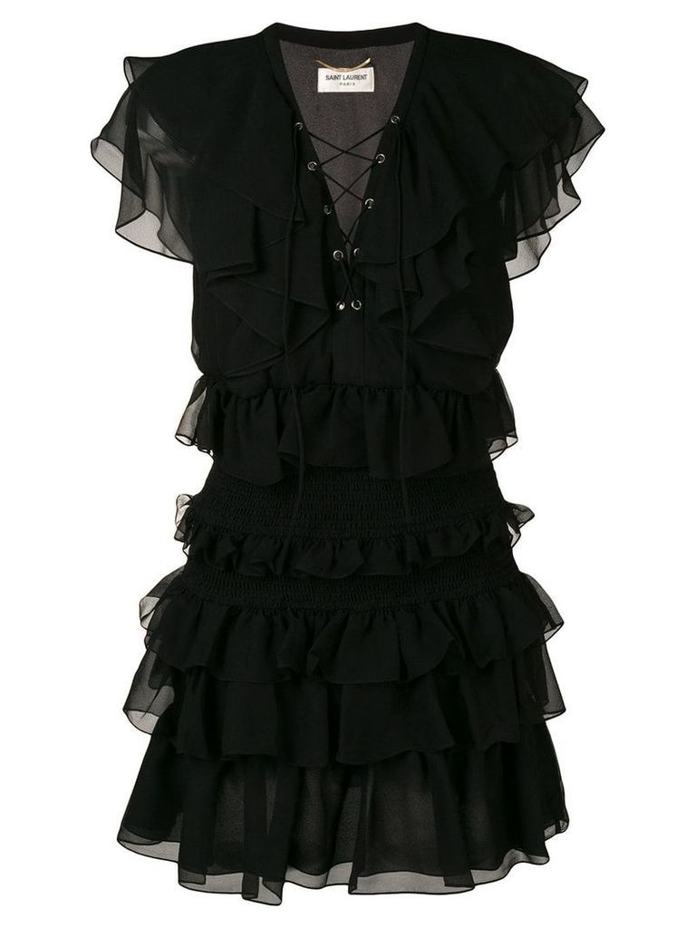 Saint Laurent ruffle mini dress - Black