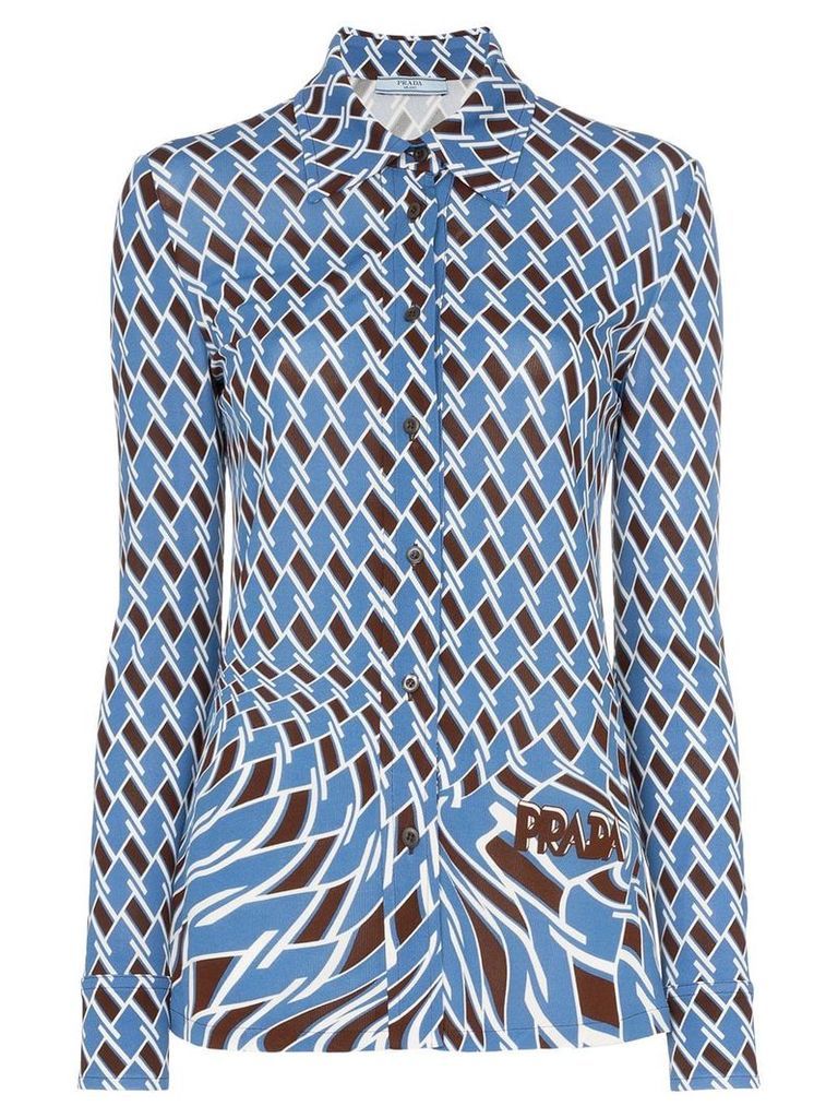 Prada Argyle print long-sleeved shirt - Blue