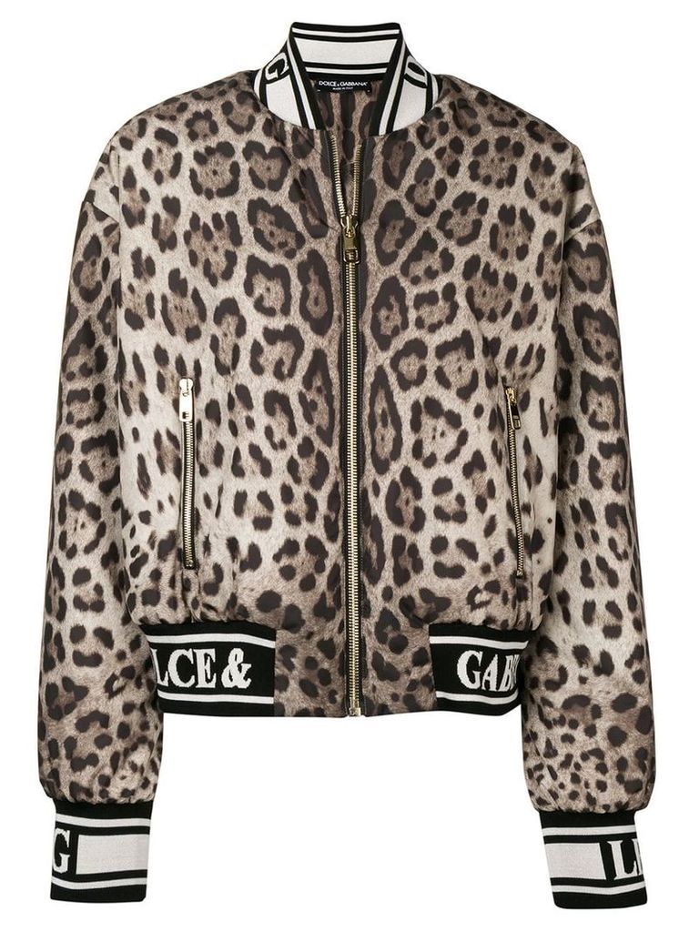 Dolce & Gabbana leopard print bomber jacket - Brown