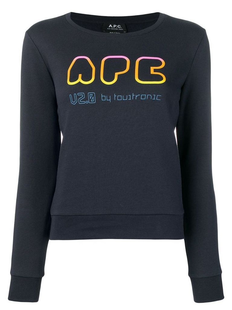 A.P.C. Rainbow logo print sweater - Blue