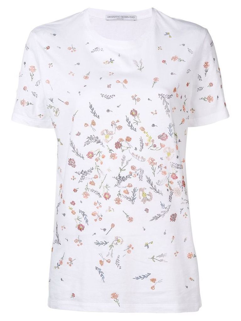 Ermanno Scervino floral embellished T-shirt - White