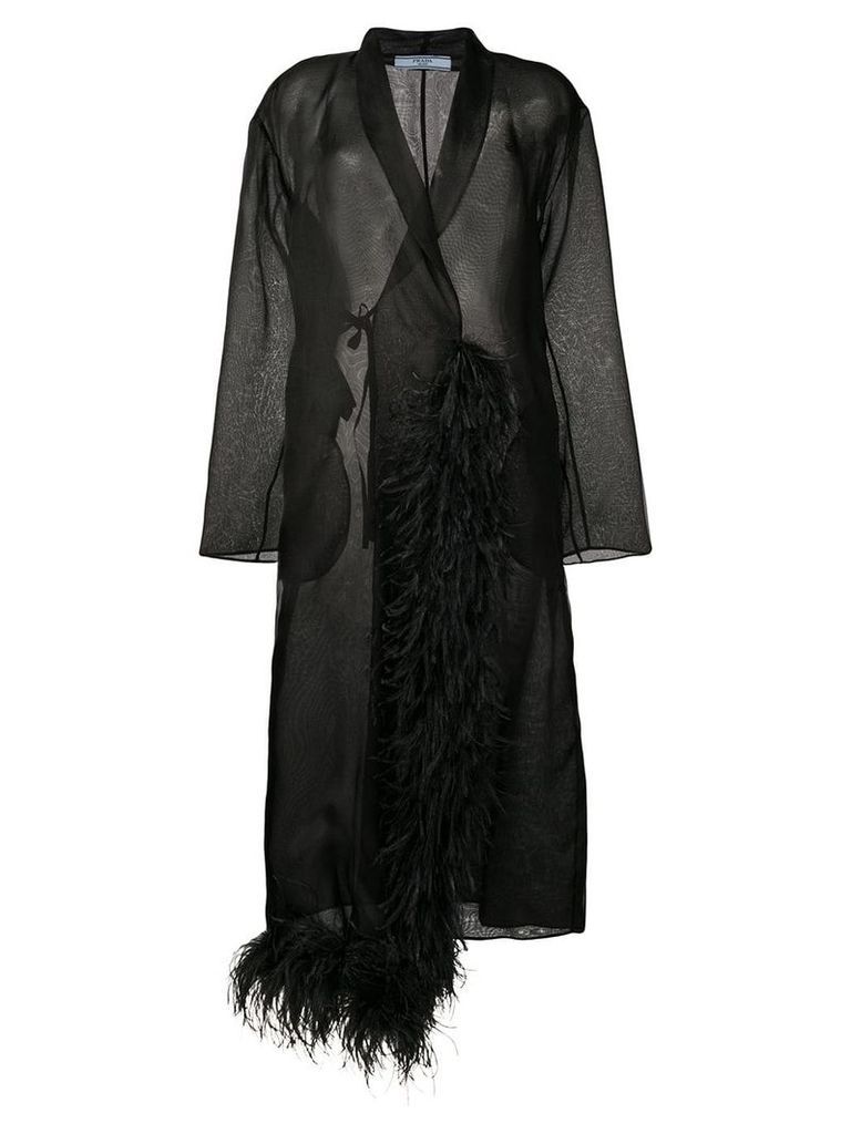 Prada sheer feather coat - Black