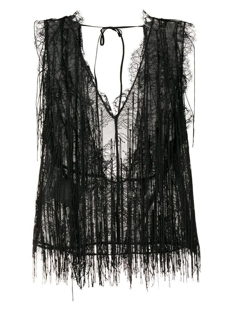 Alberta Ferretti lace pattern top - Black