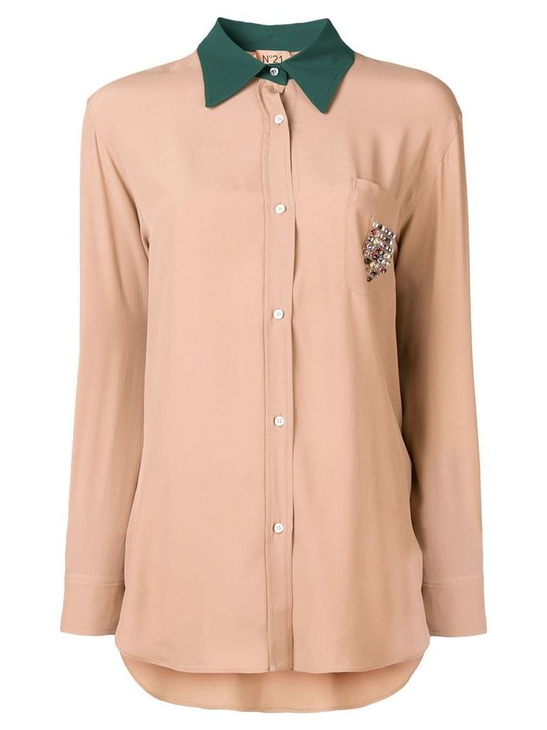 Nº21 contrast collar shirt - Neutrals