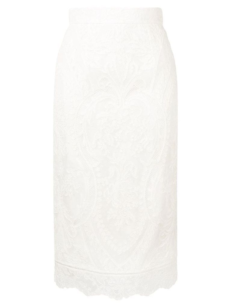Alexander McQueen lace pencil skirt - White
