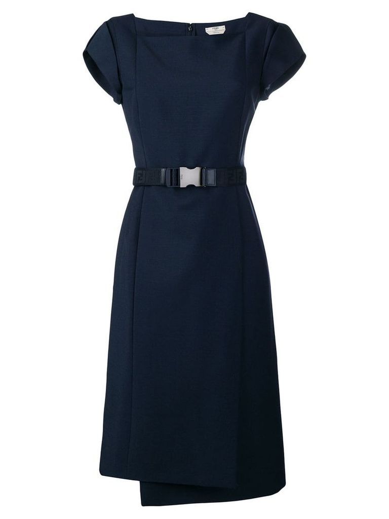 Fendi belt panelled dress - Blue