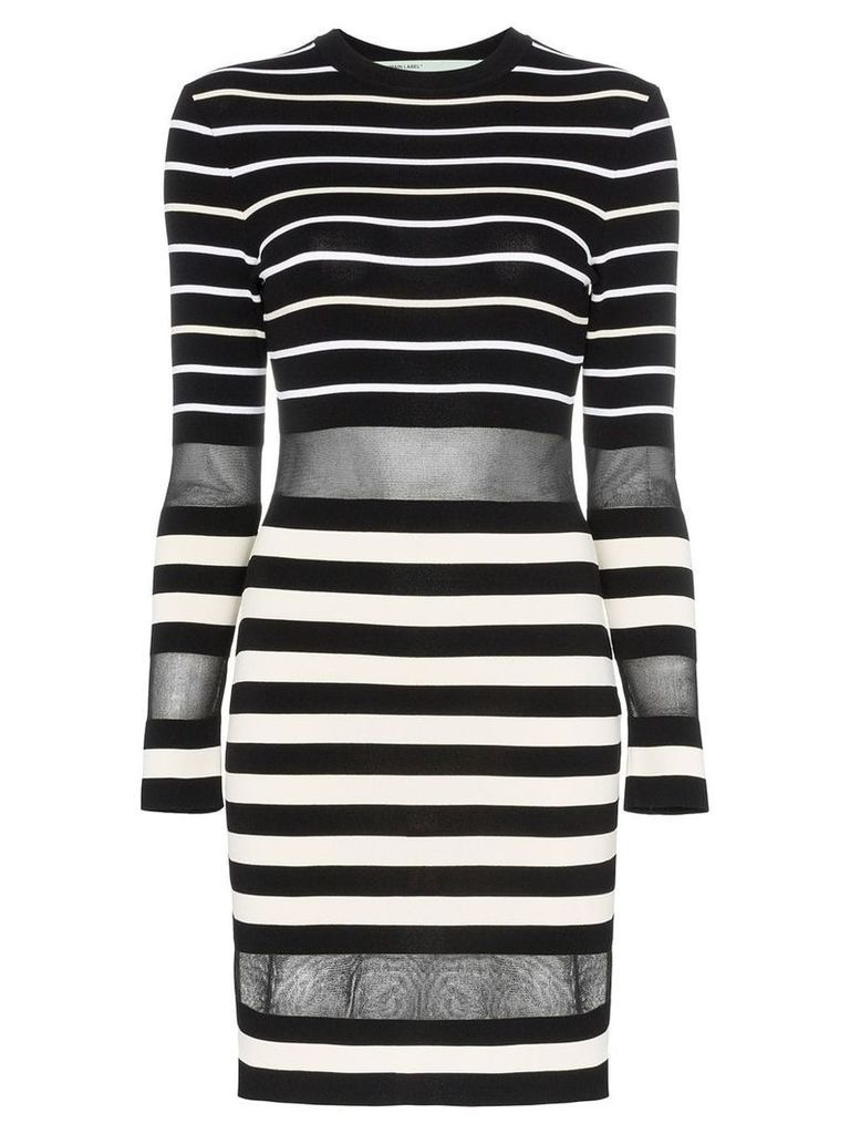 Off-White mesh panel stripe print mini dress - Black