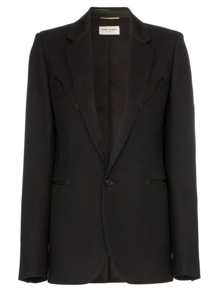 Saint Laurent blazer with leather trims - Black
