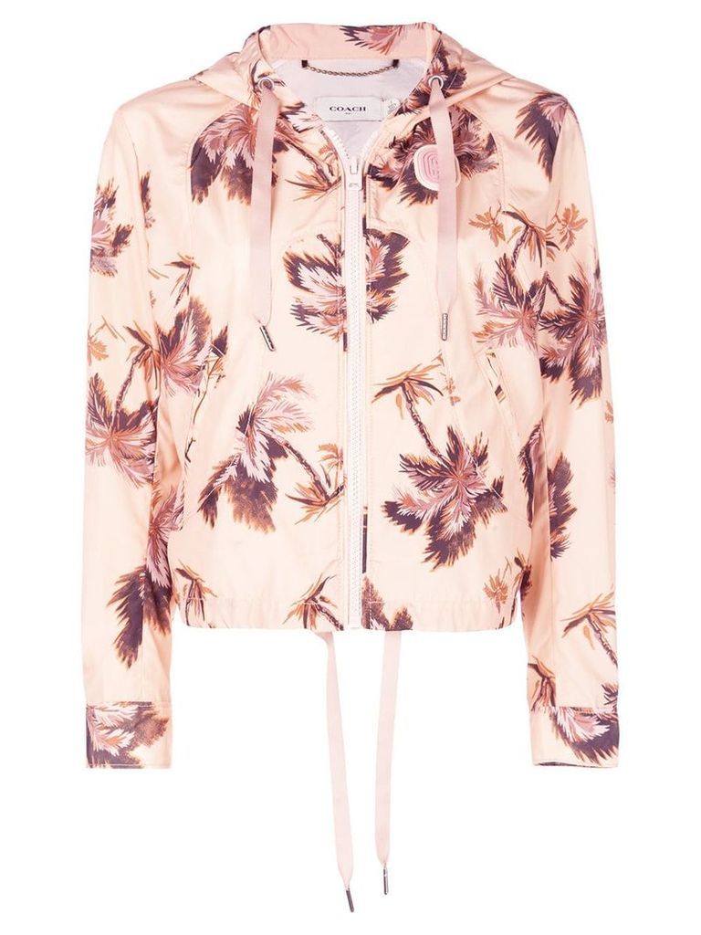 Coach floral print hooded jacket - PINK