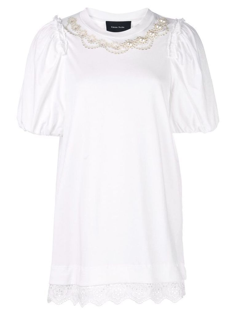 Simone Rocha faux-pearl embellished T-shirt - White