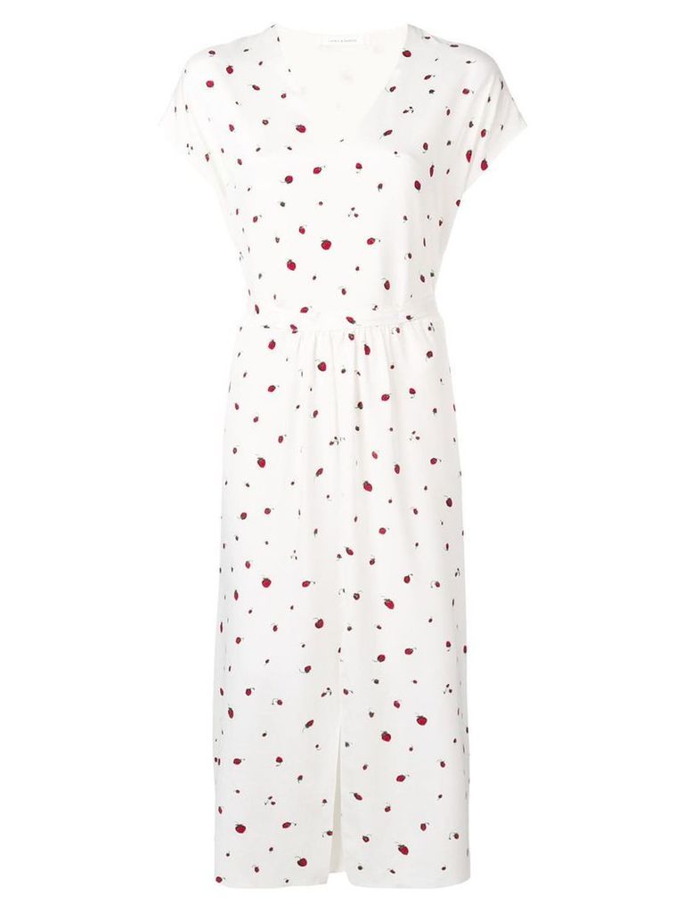 Chinti and Parker strawberry print long dress - White
