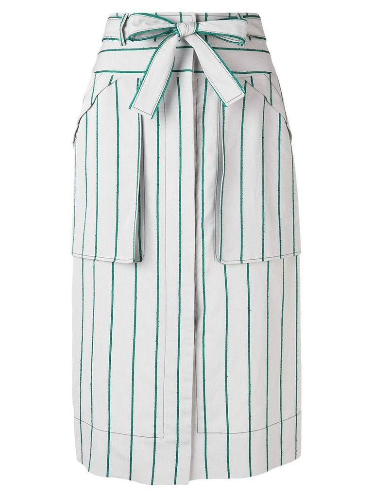 Cédric Charlier striped midi skirt - Grey