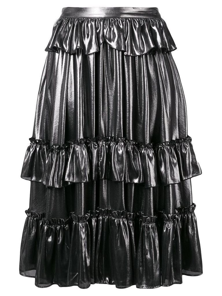 Alexa Chung metallic ruffle skirt - SILVER