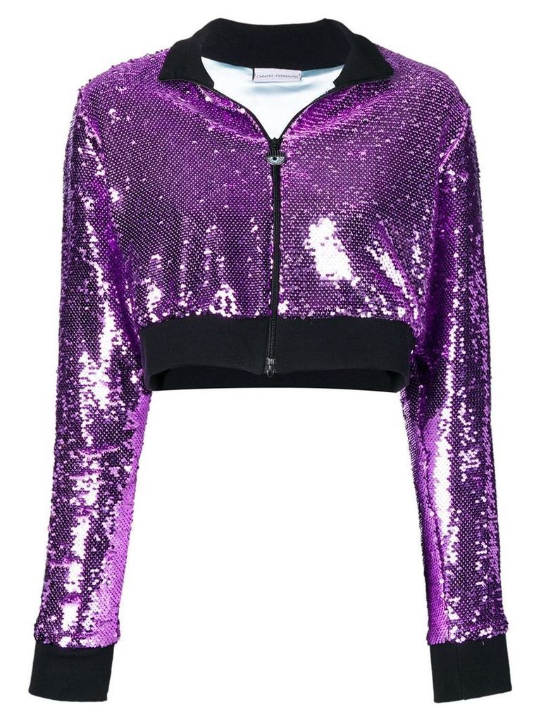 Chiara Ferragni Logomania sequinned jacket - Purple