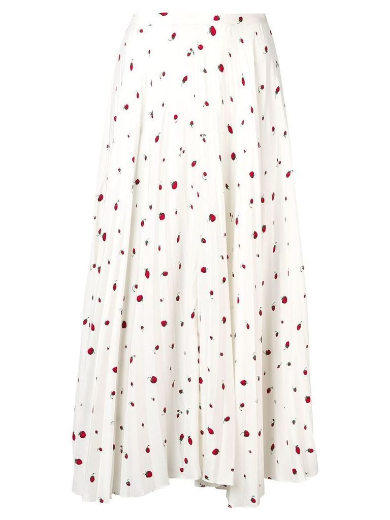 Chinti & Parker strawberry print pleated skirt - White