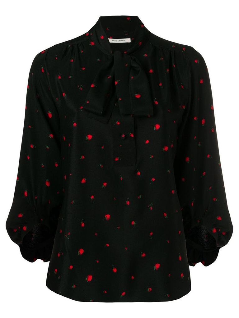 Chinti and Parker printed pussy bow blouse - Black