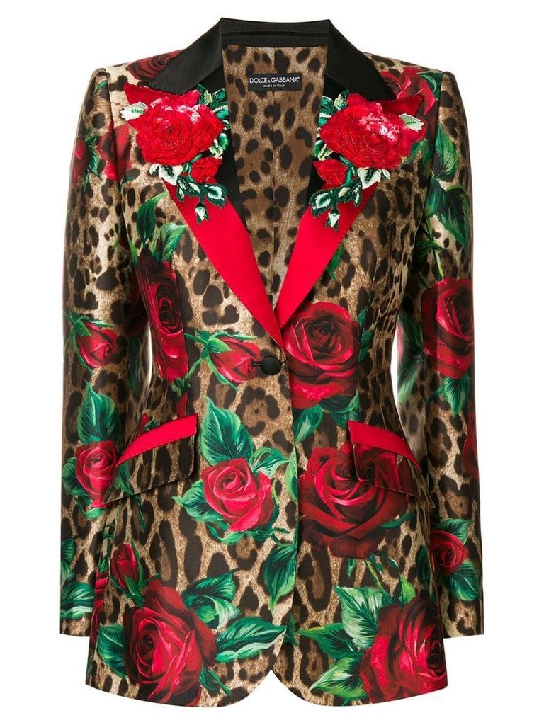 Dolce & Gabbana leopard print blazer - Brown