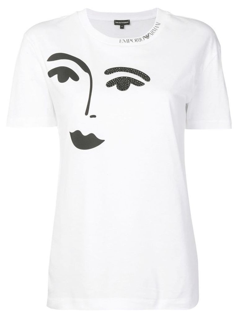 Emporio Armani face print T-shirt - White