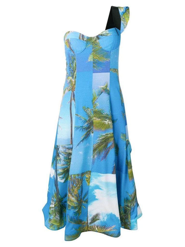 Natasha Zinko printed one shoulder dress - Blue