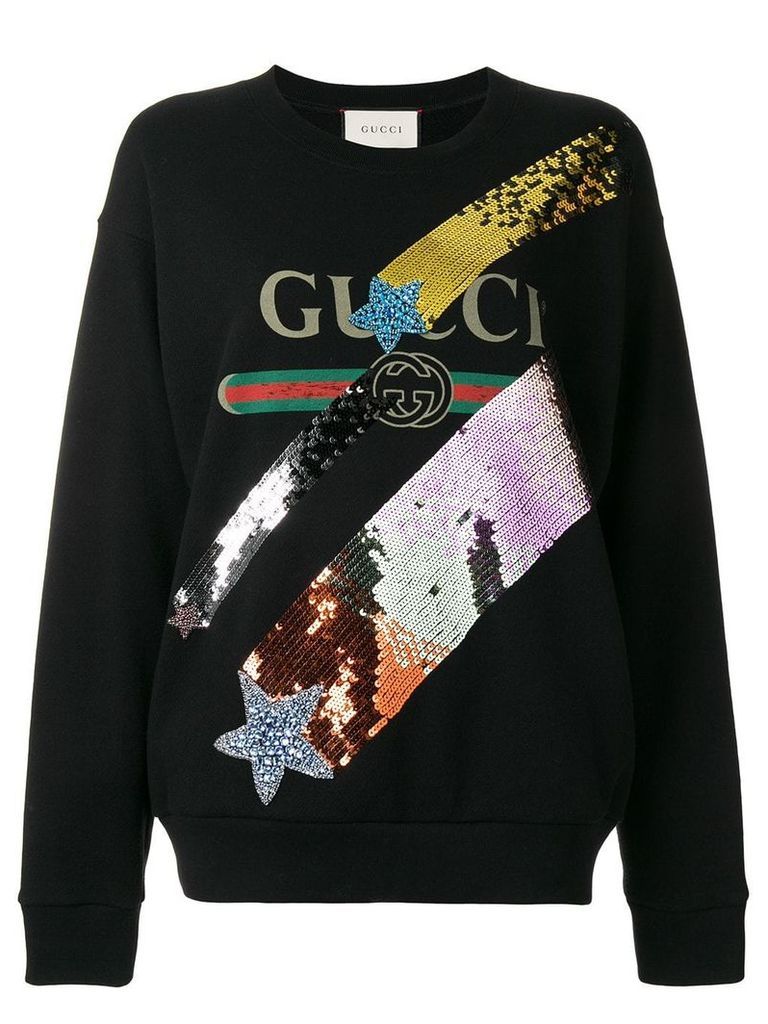 Gucci sequinned logo sweatshirt - Black