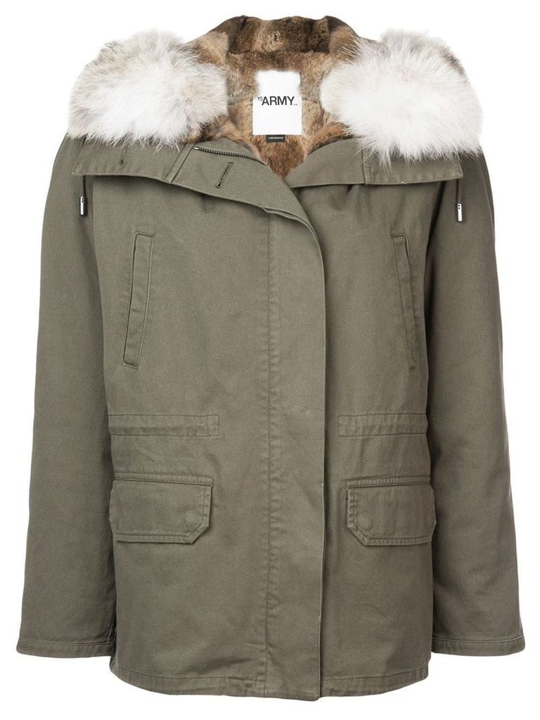 Yves Salomon Army hooded parka coat - Green