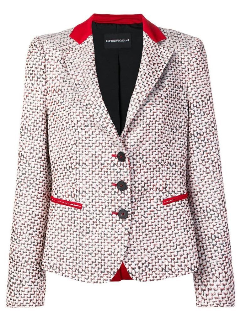 Emporio Armani patterned blazer jacket - White
