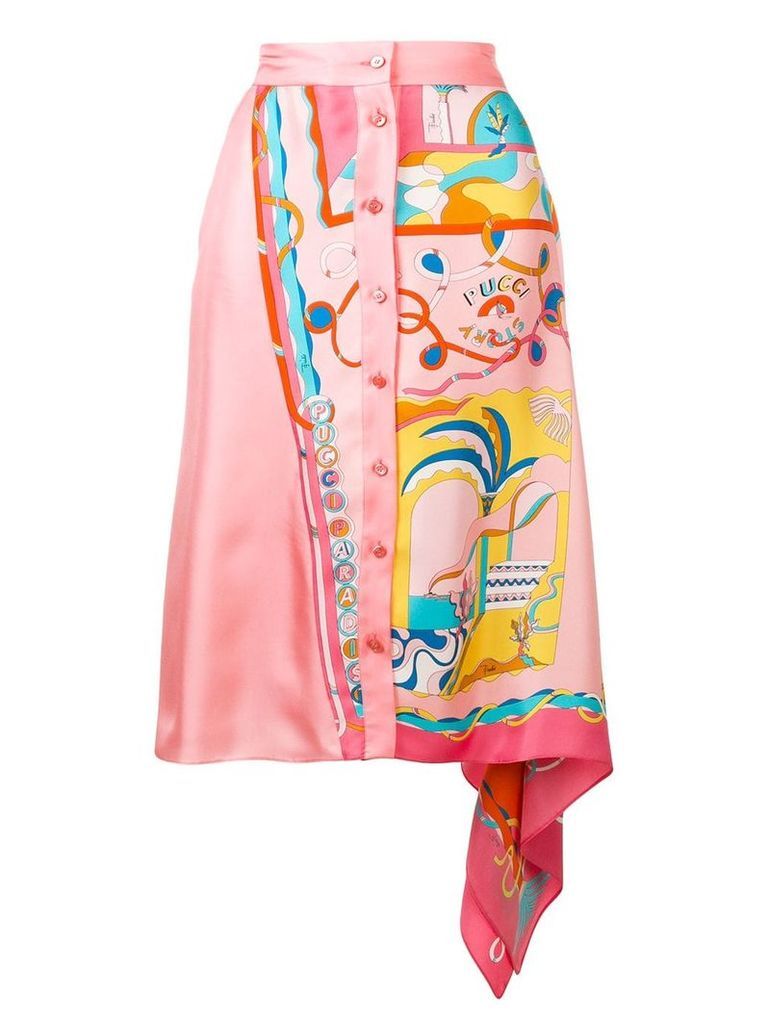 Emilio Pucci La Villa Print Asymmetric Silk Skirt - Pink